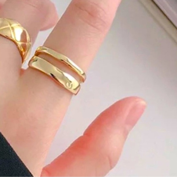 Adjustable 14k vermeil - Sterling Silver gold double Ring 925 - Picture 3 of 13